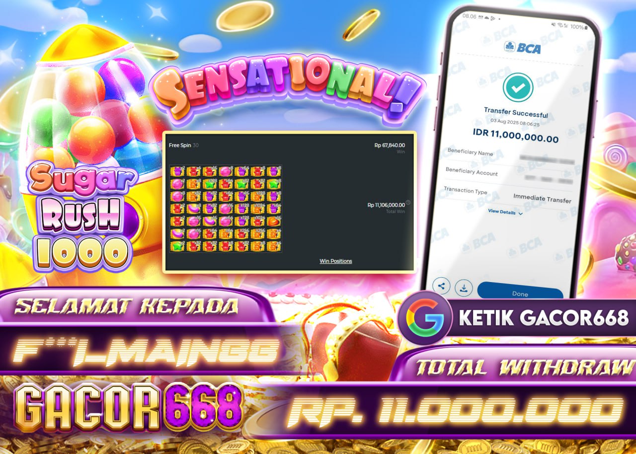 F***LMAIN88 JACKPOT SUGAR RUSH 1000 Rp 11.000.000 - LUNAS