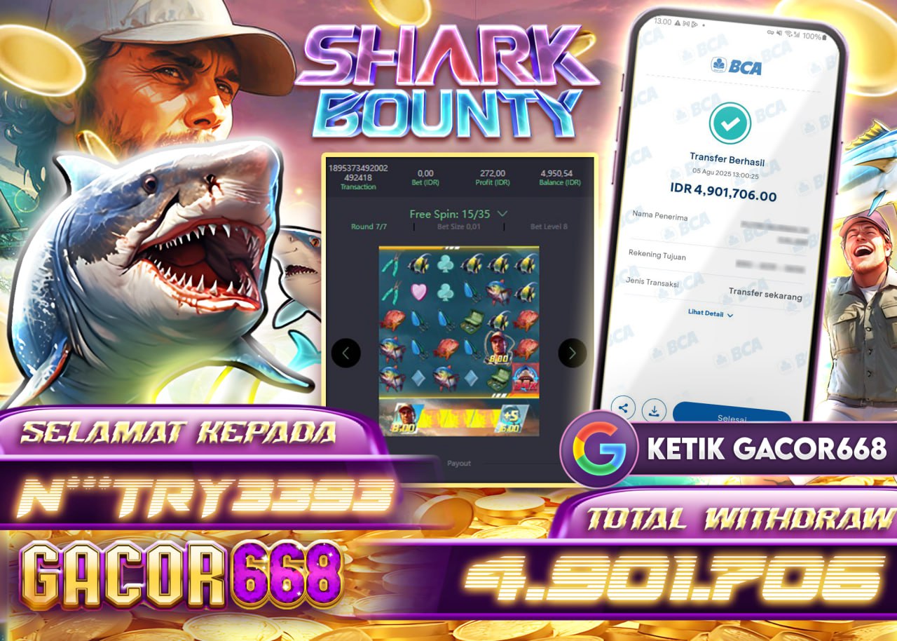 N***TRY3393 JACKPOT SHARK BOUNTY 1000 Rp 4.901.706 - LUNAS