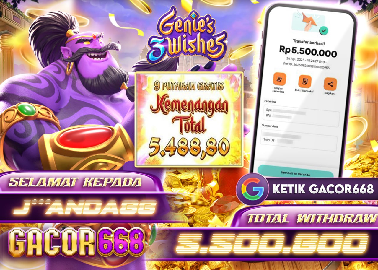 J***ANDA88 JACKPOT GENIE'S 3 WISHES 1000 Rp 5.500.800 - LUNAS