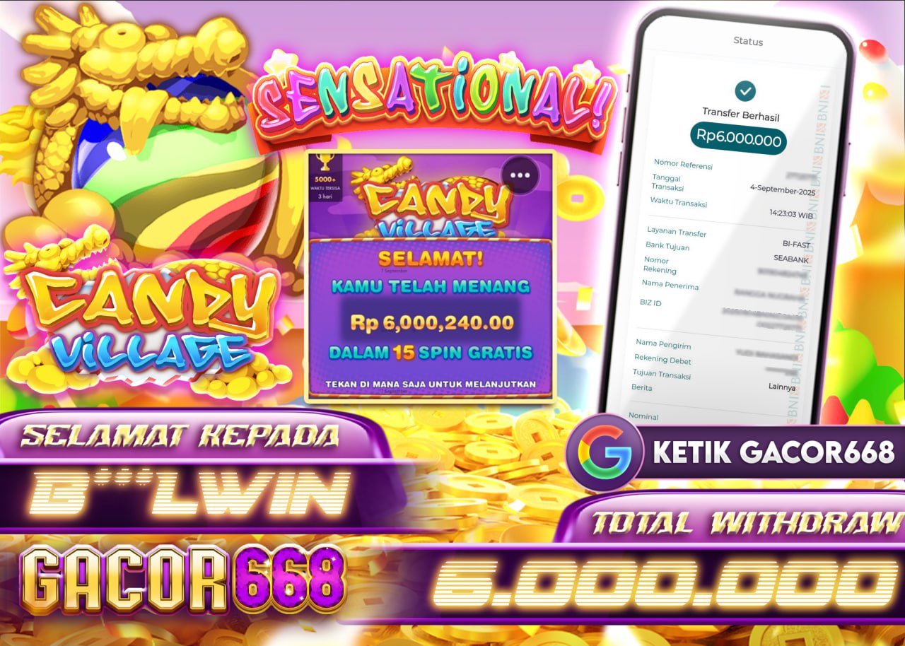 B***LWIN JACKPOT GEM CANDY VILLAGE Rp 6.000.000 - LUNAS