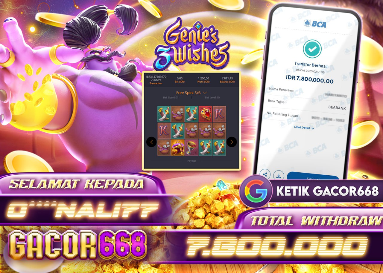 O***NALI77 JACKPOT GENIES 3 WISHES Rp 7.800.000 - LUNAS